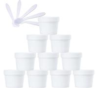 10 PC 50ml Pink Mask Mixing Bowl Empty 50g Plastic Storage Jars with Inner Liner for Storage Body Hand Face Cream Lotion Gel 5X Spatula(Bianco,100ml)