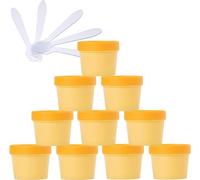 10 PC 50ml Pink Mask Mixing Bowl Empty 50g Plastic Storage Jars with Inner Liner for Storage Body Hand Face Cream Lotion Gel 5X Spatula(Geel,100ml)
