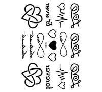 10 Pc Look Like Real Temporary Tattoos Different Heart Design With Word Forever