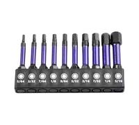 10-Pc Magnetic Hex Screwdriver Bit Set - 1/4" Shank, 50mm Length, Includes Bit Holder, Fits Standard Hand/Electric Drivers, Covers Imperial Sizes from 5/64" to 5/16"