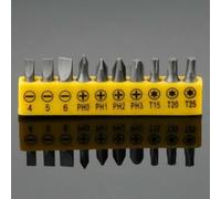 10-Pc Magnetic Screwdriver Bit Set Compatible with 1/4" Hex Shank Electric Drills - PH0/PH1/PH2/PH3 & T15/T20/T25 + 4/5/6mm Hex Bits