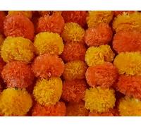10 Pc Marigold Garland 4.5 Ft Long Strands of Artificial Marigold Flowers, Diwali Decorations Home, Indian Décor Pooja, Wedding, Spring Bush Floral, Faux Garland, Día de Muertos Décor (Mango+Orange)
