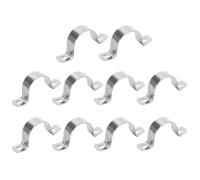 10 Pcs Ø 1 Inch Stainless Steel Pipe Clamp Set - Heavy Duty U-Shaped Pipe Brackets with 2 Fixing Holes, Durable Metal Supports for Conduit, Tubing & Wall Mounting Ø 25 mm for Plumbing & Industrial Use