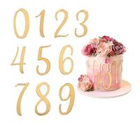 10 PCS 0-9 Number for Cake Topper Number Cake Charm 0-9 Numbers Mirrored Gold Picks DIY Cupcake Toppers with Numbers for Wedding Happy Birthday Shower Anniversary Party Supplies Decorations