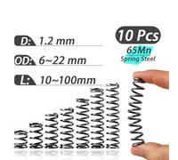 10 Pcs 1.2mm Compression Springs Wear-resistant 65Mn Spring Steel High Elasticity Pressure Release Machinery Coil Spring Wire Outer Diameter 6mm/7mm/8mm/9mm/10mm)(15mm,10mm)