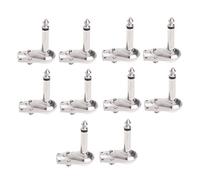 10 Pcs 1/4" 6.35mm Mono Speaker Right Angle Guitar Phono Plug Pancake Connector