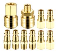 10 Pcs 1/4" BSP Air Line Connectors, 1/4 Air Compressor Airline Fittings, Euro Airline Hose Compressor Fittings, 1/4" BSP Airline Connectors, Air Coupler and Plug Kit with Male Female Thread