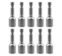 10 PCS 1/4 Hex Shank Nut Setter, 8mm Impact Driver Socket Set, Magnetic Nut Setter Driver Drill Bit Set, Quick-Change Power Tool Accessories for Screwdriver, Machine Maintenance (10Pcs Silver)