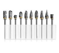 10 pcs 1/8" Shank Tungsten Carbide Milling Cutter Rotary Tool Burr Double Diamond Cutting Rotary Tools Electric Grinding