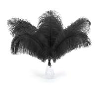 10 Pcs 10-12 inch (25-30cm) Ostrich Feathers, Natural Black Feathers for Home Wedding Table Decoration