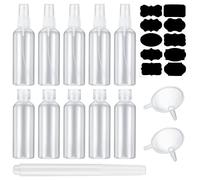 10 Pcs 100 ml Clear Travel Containers Bottles Set(5 x Flip Cap Bottle, 5 x Mist Spray Bottle), Transparent Travel Toiletries Bottles for Makeup, Travels, Toiletries, with 2 Funnels, 1 Label, 1 Pen