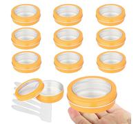 10 Pcs 100ml Orange Round Aluminium Tin, LusDoly Aluminum Tins with Screw Lids Clear Window, Aluminum Tin Cans, Lip Balm Tins, Small Metal Tins Pots Container for Candle Salves Cream