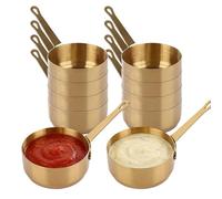 10 Pcs 100ml Sauce Pots, Stainless Steel Small Saucepan, Salad Dressing Pots with Handle, Sauce Containers, Mini Bowls for Dips, Small Bowls for Snacks, Small Dipping Bowls, Dipping Sauce Dish