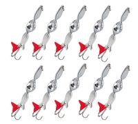 10 Pcs 10g Silver Metal Spinning Fishing Lure | 360 Degree Rotation, Split Tail Profile, River Fishing Use, Value for Beginners and Anglers