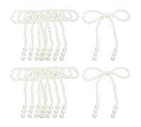 10 Pcs 11 x 10 cm Pearl Bow Cake Toppers Elegant Bowknot Cupcake Toppers Cute Wedding Cup Cake Topper Bridal Shower Dessert Topper Aesthetic Birthday Cake Decorations White