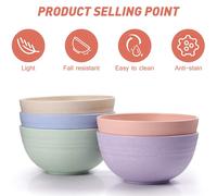 10 PCS 12cm Cereal Bowls Wheat Straw Unbreakable Reusable Bowlad Bowl Soup Noodle Container Mixing