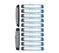 10 Pcs 12v 6 Led Front White Clear Side Marker Light Lamp For Truck Trailer Lorry 4x4