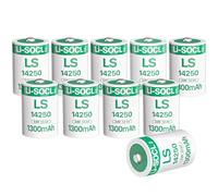 10 PCS 1300mAh LS14250 Batteries 1/2 AA 3.6 Volt Lithium Battery for Dogwatch R9 Leash Dog Collar, Smart Meter, Gas/Water Meter, IoT Sensor, TPMS, eCall Backup er14250 Battery (Non Rechargeable)