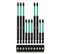 10 Pcs 150mm + 90mm PZ2 and PH2 Magnetic Impact Driver Bits, S2 Steel Magnetic Screwdriver Bit Set, 1/4 Inch Hex Shank Impact Driver Bit for Furniture Appliance Machinery Repair