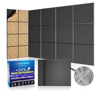 10 pcs 165dtex Microfiber Acoustic Panels ，Self-Adhesive Cork Boards , 12 x 12 x 0.4 in Sound Proof Foam Panels for Walls,Black Bulletin Board，Push Pin Board for Office,Felt Board