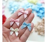 10 PCS - 2.2cm / 0.86" Premium Tiny Sewing on Satin Ribbon Bows, in 18 Colors, Perfect for Dress Decor, Card Making, Craft Supplies (White)