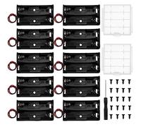 10 PCS 2 AA Battery Holder Bundle, KUOQIY 2 x 1.5V AA Battery Storage Box with Wire, with 2 PCS Plastic Battery Storage Box & Screwdriver & Screws