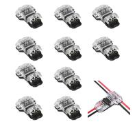 10 PCS 2 Pin 3 Way Wire Connectors Low Voltage T Tap Connectors without Stripping Quick Splice Wiring Branch Connector for 20-22 AWG, LED Strip, Audio, Vehicles, Electrical, 0.34-0.75 mm²