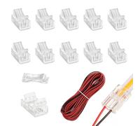 10 PCS 2 Pin 8mm COB LED Strip Connectors, LED Light Strip Connectors with 16.4ft Extension Cable 22 AWG, Solderless Wire Connectors for Waterproof LED Strip Lights, Connection Kit for DIY Lighting