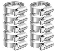 10 Pcs 20-32mm Hose Clips Adjustable, Stainless Steel Jubilee Clips for Securing Hose Connections Home Gas Pipe Flexible Hose Pipe Tube