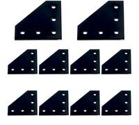 10 Pcs 2020L Black Aluminum Profile Connecting Plates, 5 Hole L Shape Bracket Joint Connector, 2.36 x 2.36 x 0.16 in for 2020 Aluminum Extrusion, 3D Printer Frames, CNC Machines