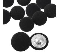 10 Pcs 20mm Fabric Covered Black Buttons, Round Metal Shank Crafting Sewing Buttons for Suits Dress Gowns Blouses, Vintage Covered Cloth Button for DIY Project (Black)