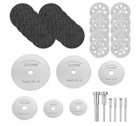 10 Pcs 22mm Diamond Cutting Discs Wheels, 10 Pcs 32mm Resin Glass Cutting Disks Disc Set, 6 HSS Circular Saw Blades(22/25/32/35/44/50 mm), 6 Mandrels(38/50mm), for Stone Glass Cuttings(32 Sets)