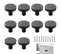 10 Pcs 25mm Black Cabinet Knobs, Drawer Knobs with Screws, Vintage Round Matt Door Knob for Kitchen Cabinet Drawer Wardrobe Furniture Dresser Bookcase, Easy to Install Decorative Hardware Set