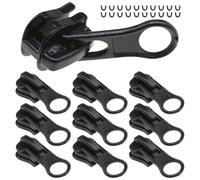 10 Pcs 25x11mm Metal Zip Repair Kit, Black 5# Zippers Pulls Sliders with U-Shape Stop Zips, Zip Replacement, Zipper Repair Kit for Coats Jeans Jackets Pants Backpacks