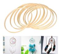 10 Pcs 26cm Wooden Bamboo Floral Hoop Wreath Large Macrame Craft Hoop Rings for DIY Dream Catcher, Wedding Wreath Decor and Wall Hanging Crafts