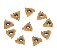 10 Pcs 3/8 CNC Carbide Tips Inserts CNC Carbide Blade 16x16mm Gold Inserts Blade Cutter Lathe Turning Tool with Box for Lathe Tool 16ER AG60