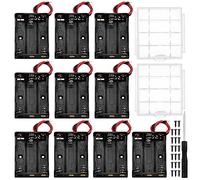 10 PCS 3 AAA Battery Holder, KUOQIY 3 x 1.5V AAA 4.5V Battery Holder Case with Wire Leads, with 2 PCS Plastic Battery Storage Box & Screwdriver & Screws