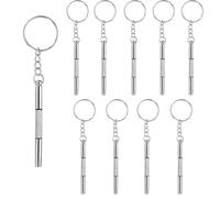 10 Pcs 3-in-1 Silver Mini Screwdriver Stainless Steel Multifunction Eyeglass Screwdriver Kit Keychain Sunglass Watch Glasses Jewelry Tightening Screwdriver Hand Repair Tool