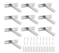 10 Pcs 3 Inch Floating Shelf Bracket, T Shape Invisible Shelf Brackets Heavy Duty Hidden Blind Support Invisible Hidden Shelfs Support with Screws and Expansion Tubes for Wall Mounted Decoration