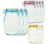 10 Pcs 3 Size Spice & Snack Storage Bags - Reusable Mason Jar Zipper Bags, Fresh Food Saver Pouches