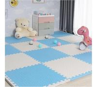 10 Pcs 30cm/60cm Foam Floor Tiles Square Interlocking Floor Mat DIY Puzzle Play Mat(Light Blue+White,12x12inch)