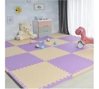 10 Pcs 30cm/60cm Foam Floor Tiles Square Interlocking Floor Mat DIY Puzzle Play Mat(Purple+Beige,12x12inch)