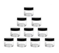 10 Pcs 30ml 1oz Plastic Cosmetic Jars Empty Refillable Clear Round Pot Jars with Black Lid Makeup Sample Storage Containers for Eye Shadow Lotion Cream Jewelry Craft