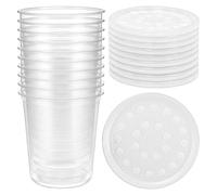 10 Pcs 32 OZ Deli Cups with Fabric Vented Lids, Culture Cup Mesh Container
