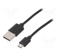 10 pcs : 38659 - Cable, USB 2.0, USB A plug,USB B micro plug, 0.5m, black
