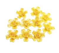 10 PCS 3D Flower Ceramic Tiles,4CM Handmade Procelain Ceramic Flowers for Artwork,Fish Tank,Vases,Living Room, Dining Table,Office, Home Floral Decor (Double-Flowered Iridescent Yellow)