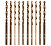 10 Pcs 3mm M35 HSS Twist Drill Bit 5% Cobalt Drill Bit Set High Speed Metric Jobber Drill Bit 135° Tip for Drilling Hardened Metal Stainless Steel Cast Iron Wood Tile Plastic, Gold