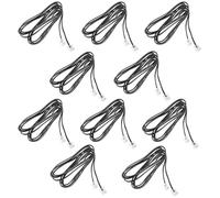 10 PCS 4 Core RJ11 Flat Telephone Cable, 200x1.2x1cm Landline Wire | Copper and PVC Construction, Black Finish, for Home Desks, Answering Machines or RJ11 Wall Jacks