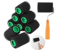 10 Pcs 4 in Foam Paint Roller Kit, with 9 Replacement Refills and 1 Roller Frame, High Density Sponge Roll on Bed Liner for Truck Coatings and Wall Painting