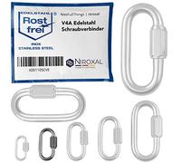 10 pcs 4-mm V4A Stainless Steel Screw Carabiner Short Straight Robust Shape Breaking Load 600 kg Screw Connector Chain Connector Emergency Screw Chain Quick Release Fastener